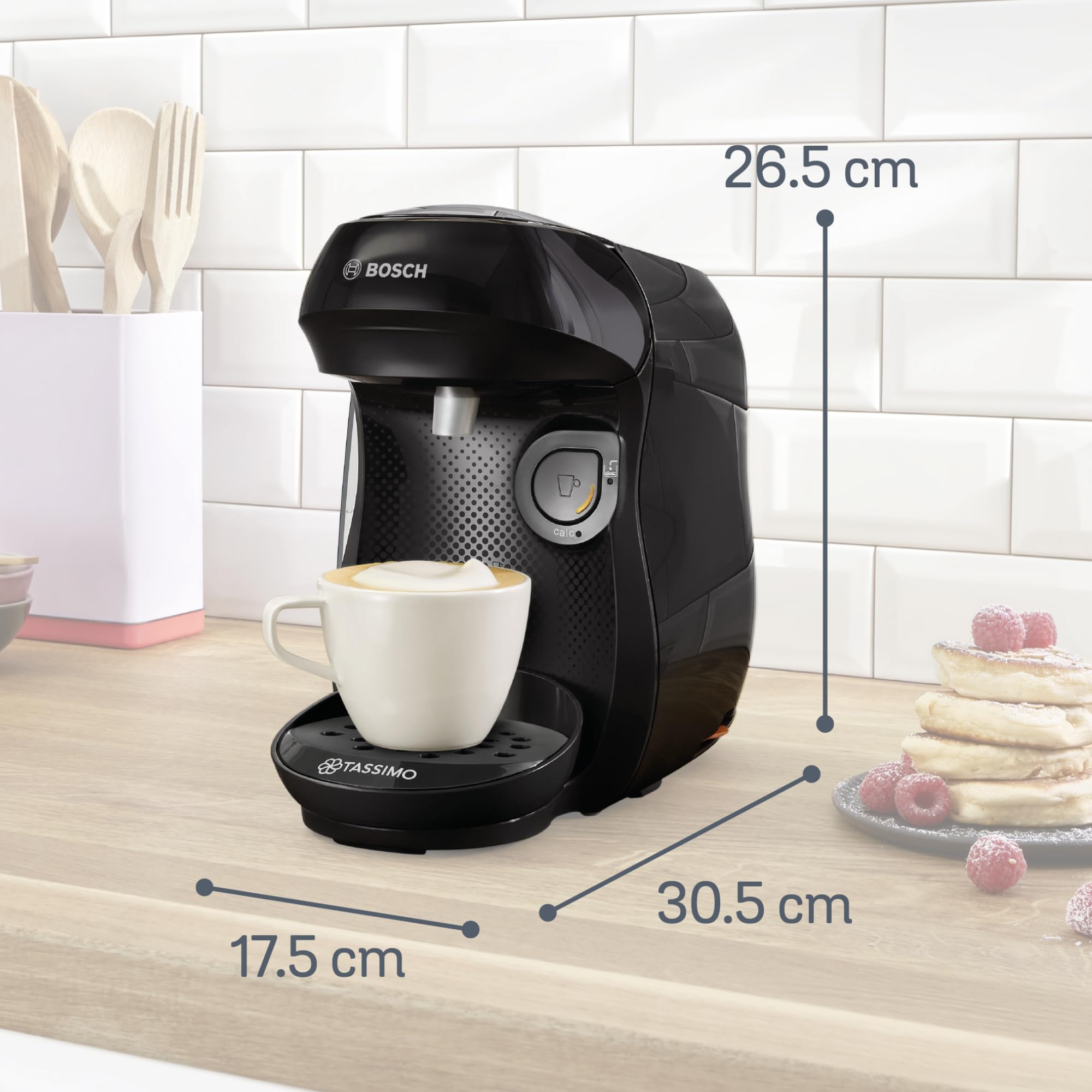 Tassimo Happy TAS1002 – Kapselmaschine, über 70 Getränke, INTELLIBREW™, 1400W, Schwarz