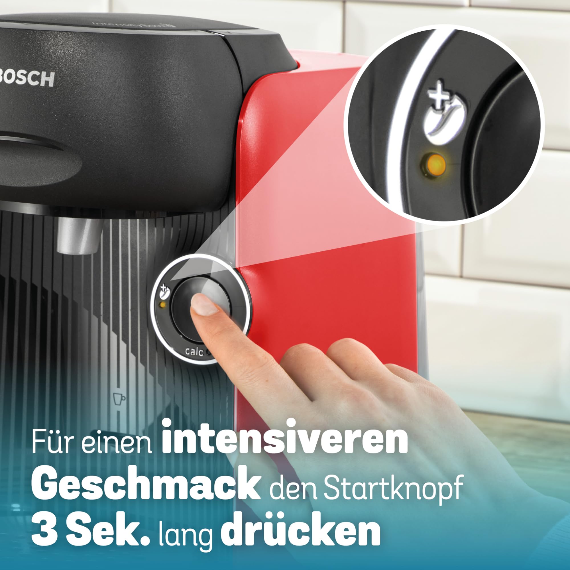 Tassimo Finesse TAS163E – Kapselmaschine mit IntensityBoost, über 70 Getränke, 1400W, Rot/Schwarz