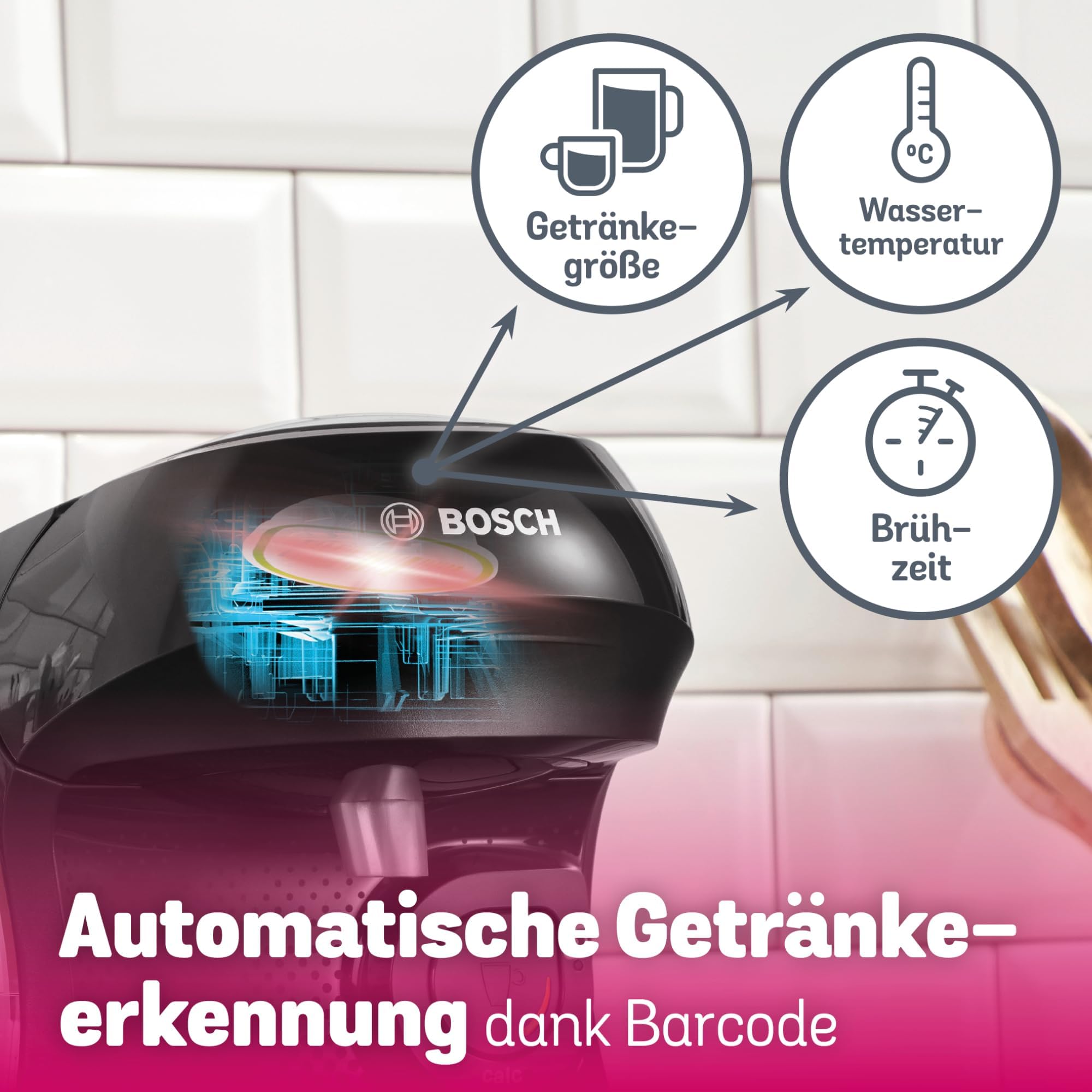 Tassimo Happy TAS1002 – Kapselmaschine, über 70 Getränke, INTELLIBREW™, 1400W, Schwarz