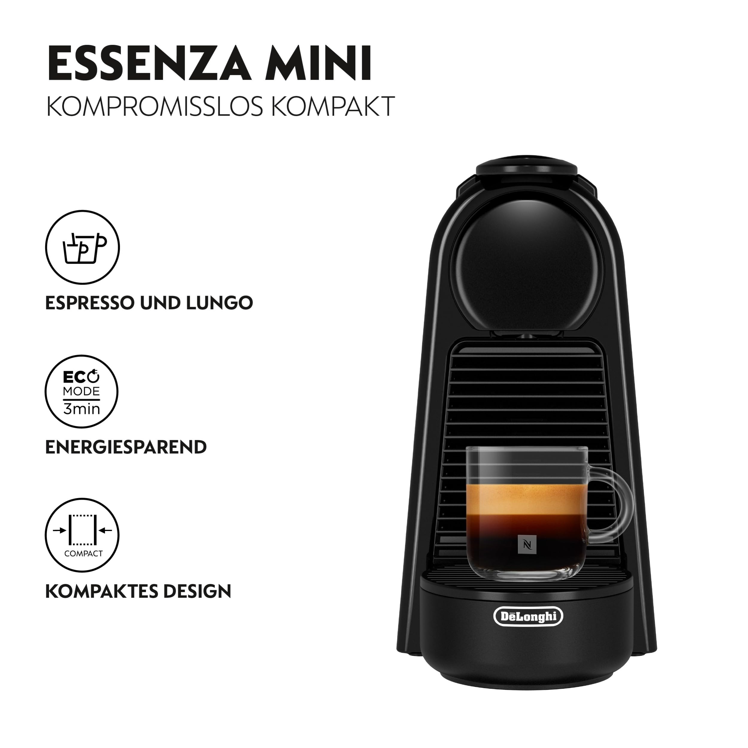 Essenza Mini EN85.B – Kapselmaschine, 19 Bar, Kompakt, Schwarz