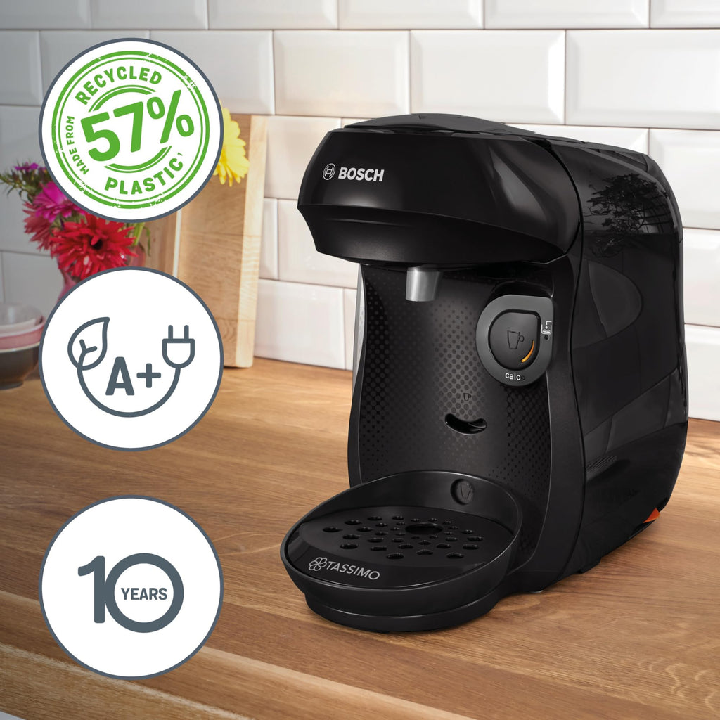Tassimo Happy TAS1002 – Kapselmaschine, über 70 Getränke, INTELLIBREW™, 1400W, Schwarz