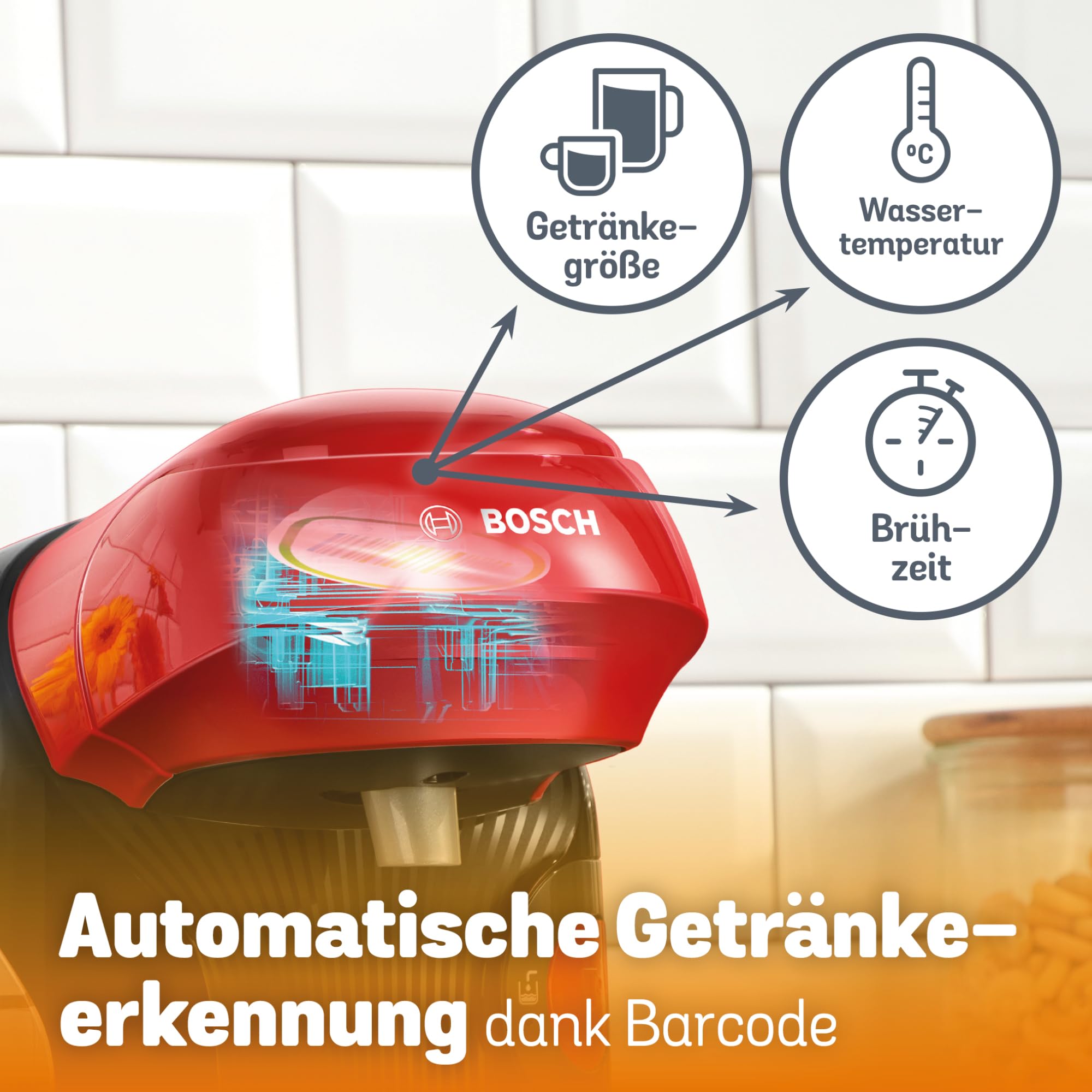Tassimo Style TAS1103 – Kapselmaschine, über 70 Getränke, INTELLIBREW™, 1400W, Rot