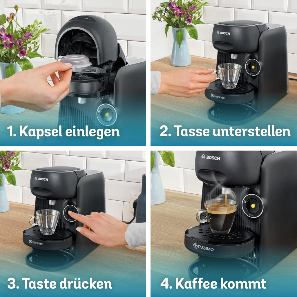 Tassimo Finesse TAS162E – Kapselmaschine mit IntensityBoost, über 70 Getränke, 1400W, Schwarz